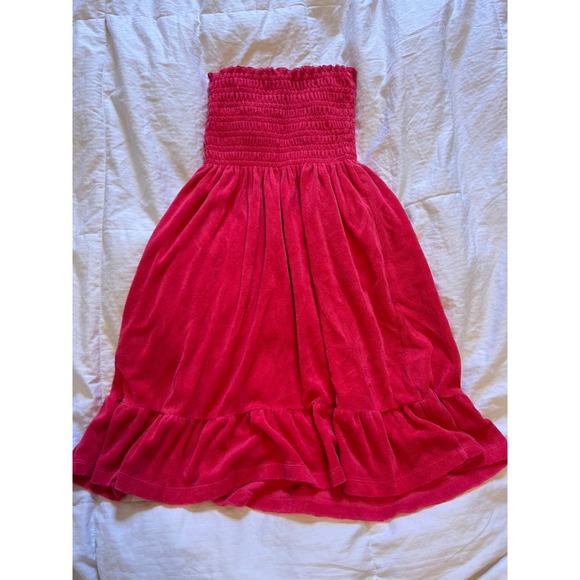 Juicy Couture Hot Pink Terry Tube Dress Strapless Smocked Size S Y2K - Picture 3 of 5